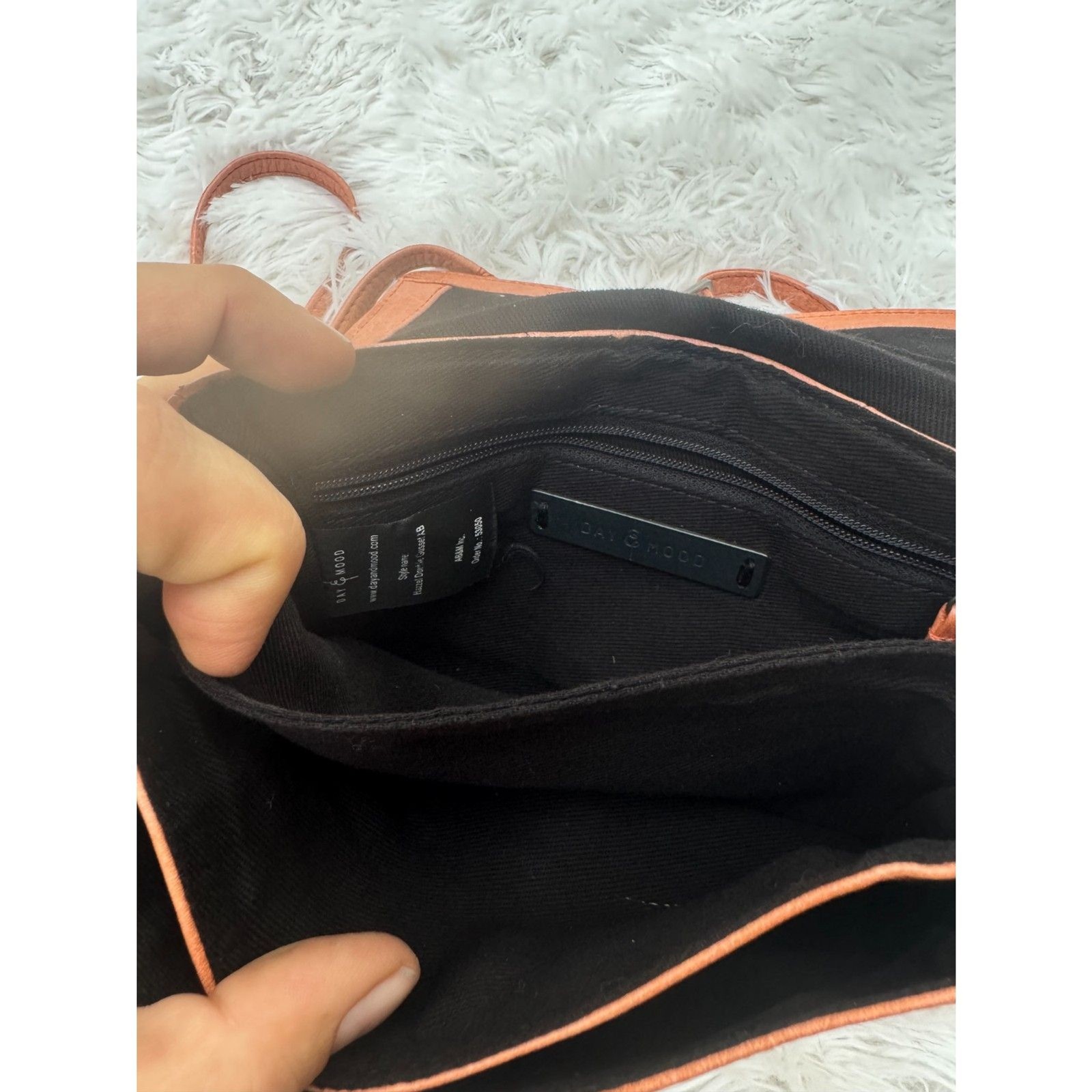 Day & Mood Cognac Leather Crossbody Bag with Tassel