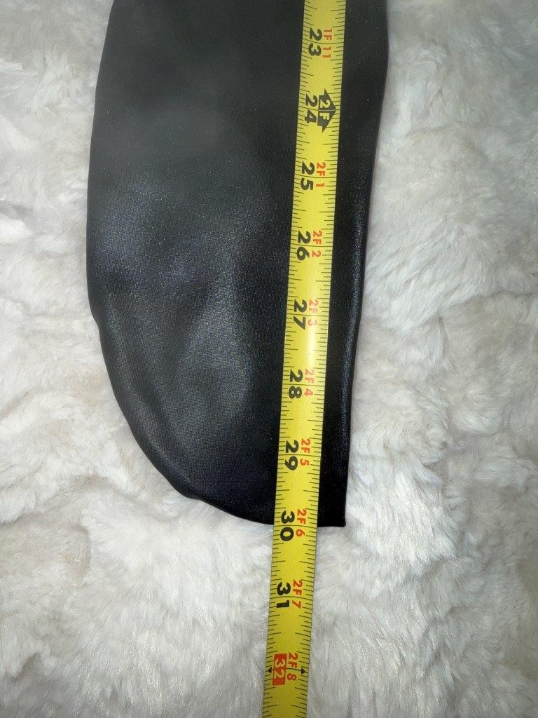 Womens Wet Look Shiny Stretch Elastic Thigh High Stockings O/S Black NWOT