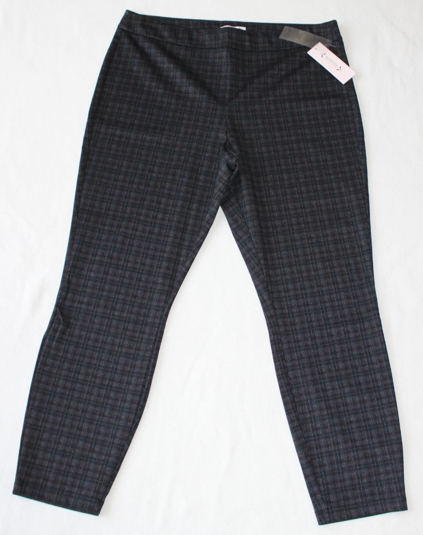 Nanette Lepore Leggings Women’s Size XL Black Grey Burgundy Check NWT