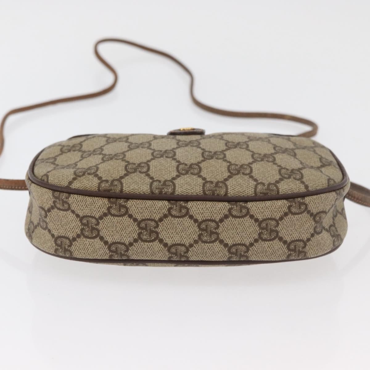GUCCI GG Supreme Web Sherry Line Bag PVC Beige Gold 007 58 6112 Auth 176401