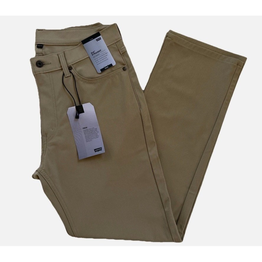 Levi’s 514 Straight Tech Pants Mens 36×32 Tan NWT High Stretch UPF 50+
