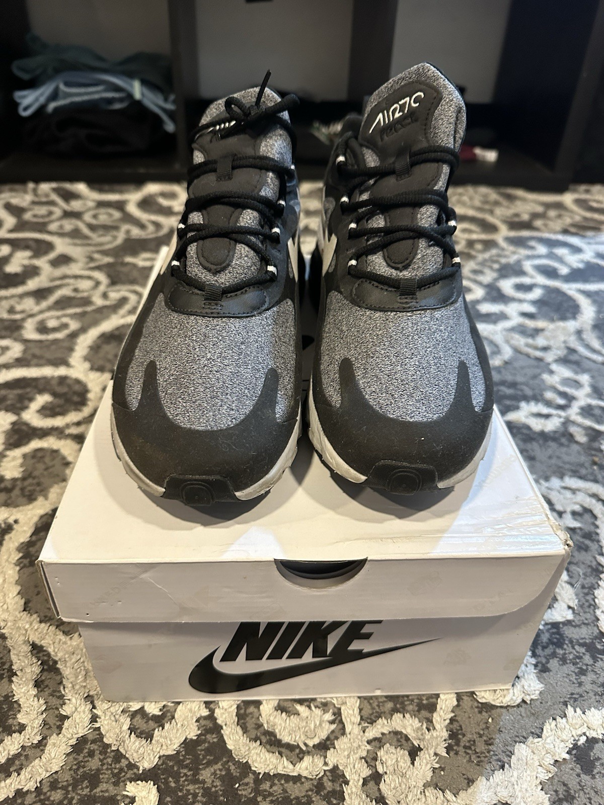 Size 10.5 – Nike Air Max 270 React Black White w/Box