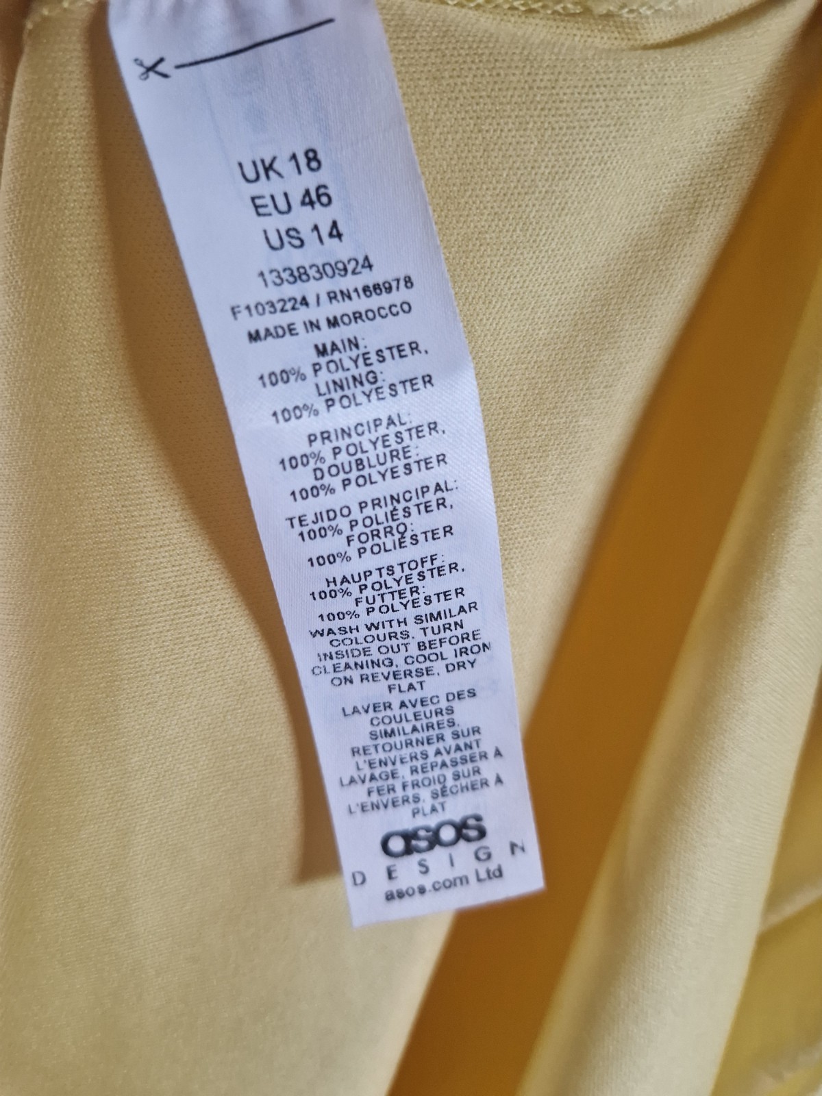 Asos Design Long Dress Size 18 Yellow Summer Wedding Occasion Party Graduation