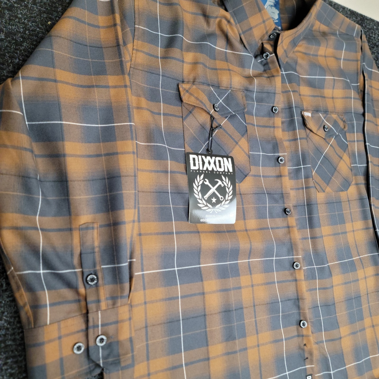 New With Tags Dixxon Flannel Boroughs Shirt 4XL Brown Gray Plaid Button Up XXXXL