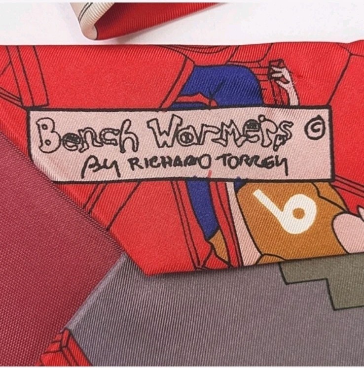 Bench Warmers by Richard Torrey Tie “Day off” Italian Novelty Tie Red Silk