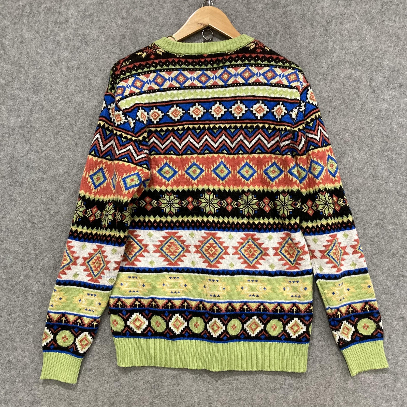 Kenji Jumper Mens M Multicolour Acrylic Wool Crew Neck Fair Isle Knit Winter