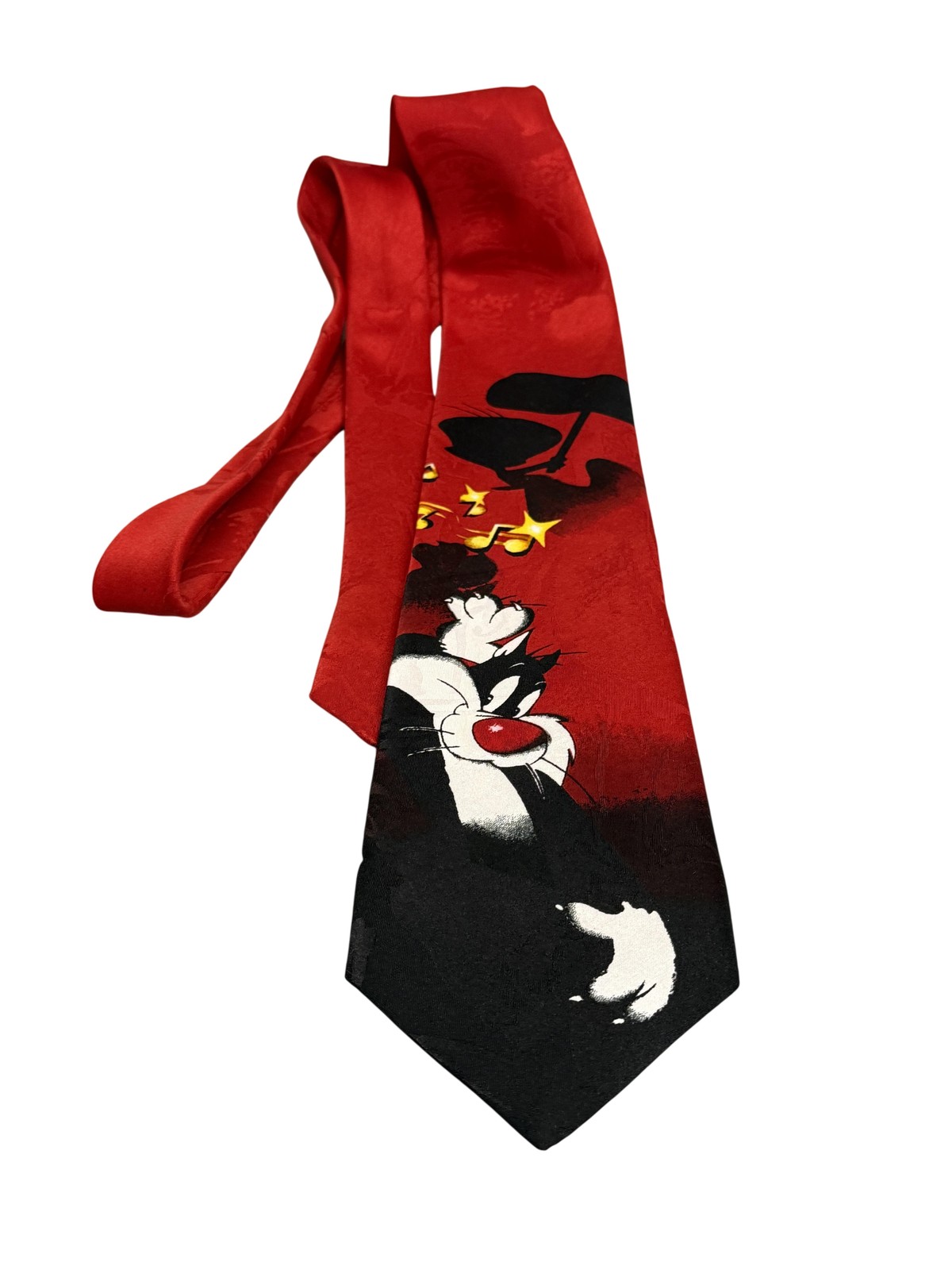 Vintage Looney Tunes Sylvester Necktie Mens Red Black Cartoon Novelty 1990s