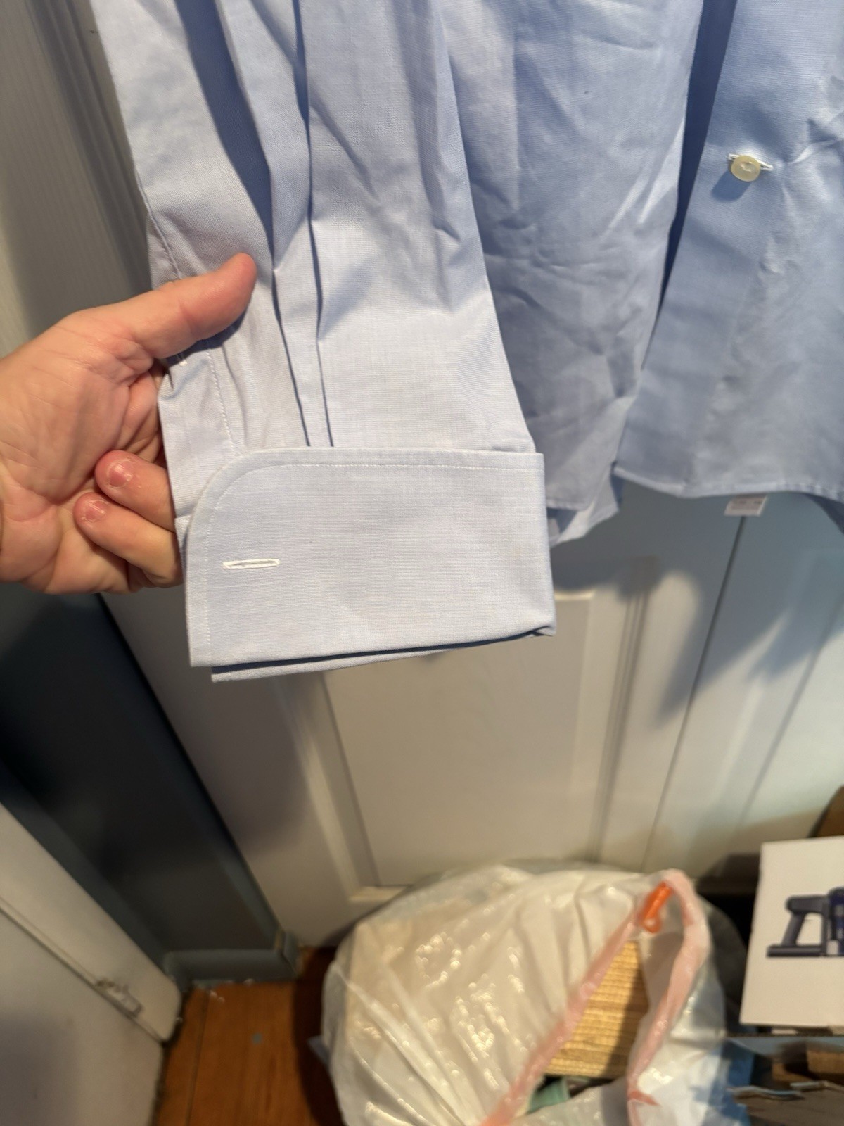 Eton Non-Iron Slim Fit Men’s Blue Cotton Dress Shirt 42 16.5 Spread Collar