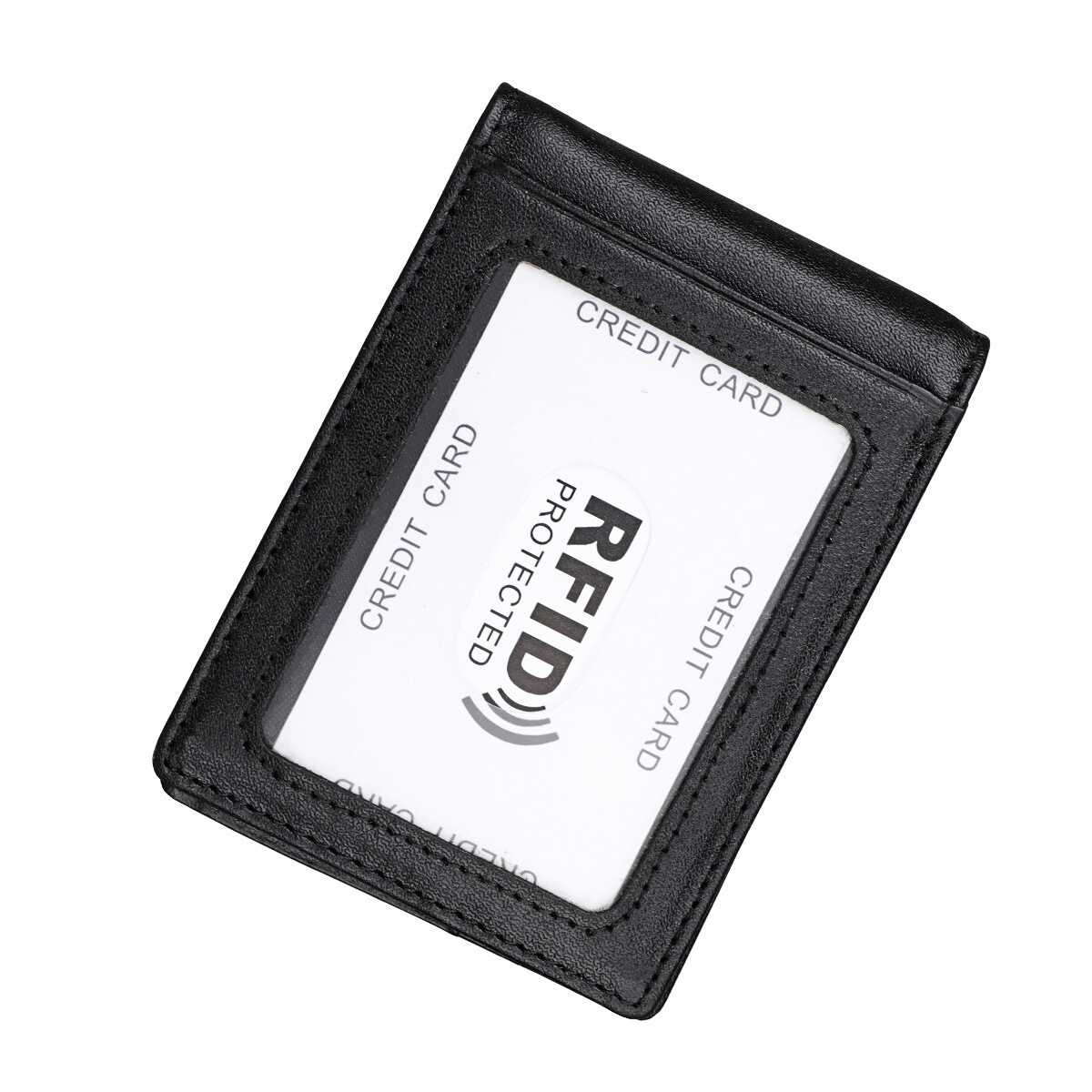 Men Rfid Blocking Leather Slim Card Wallet Bifold Front Pocket with Money Clips