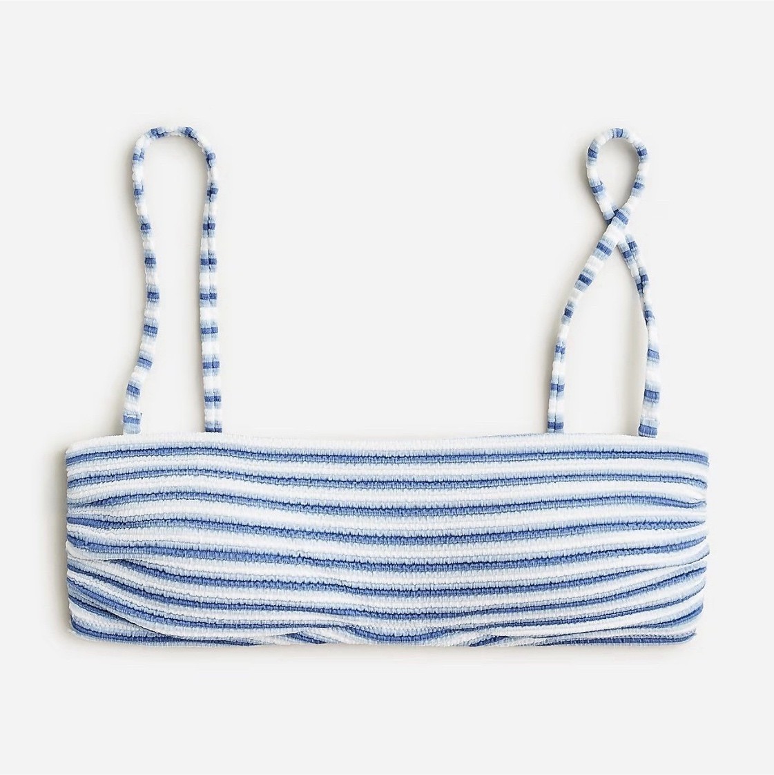 J.CREW Blue/White Striped Terry Bandeau Halter Bikini Top Lined XS