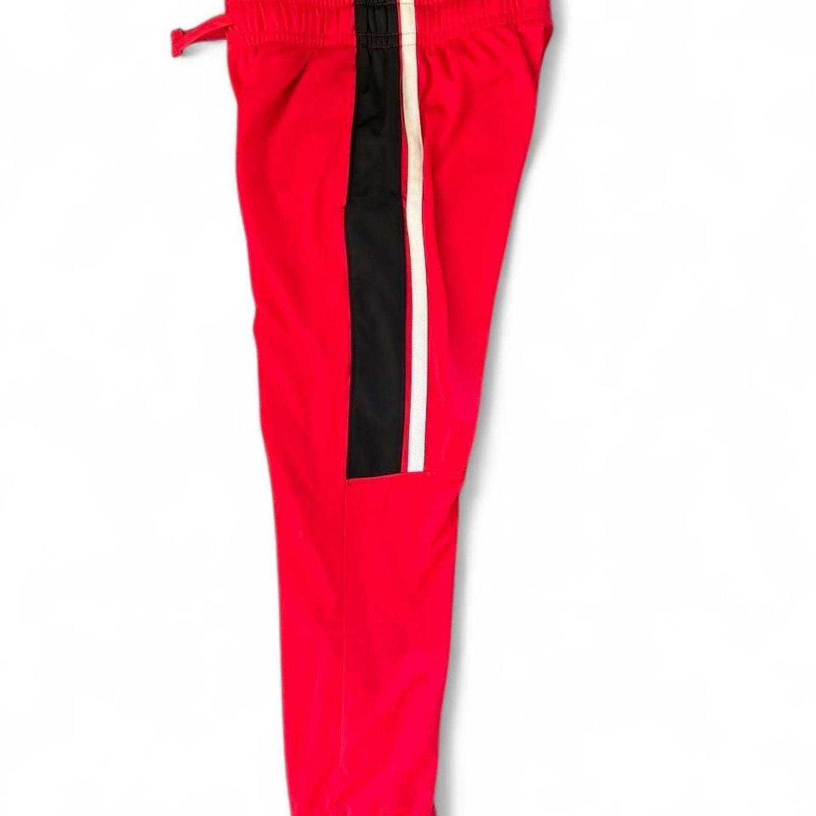 Athletic Boys Red Black and White Striped Track Pants Size M