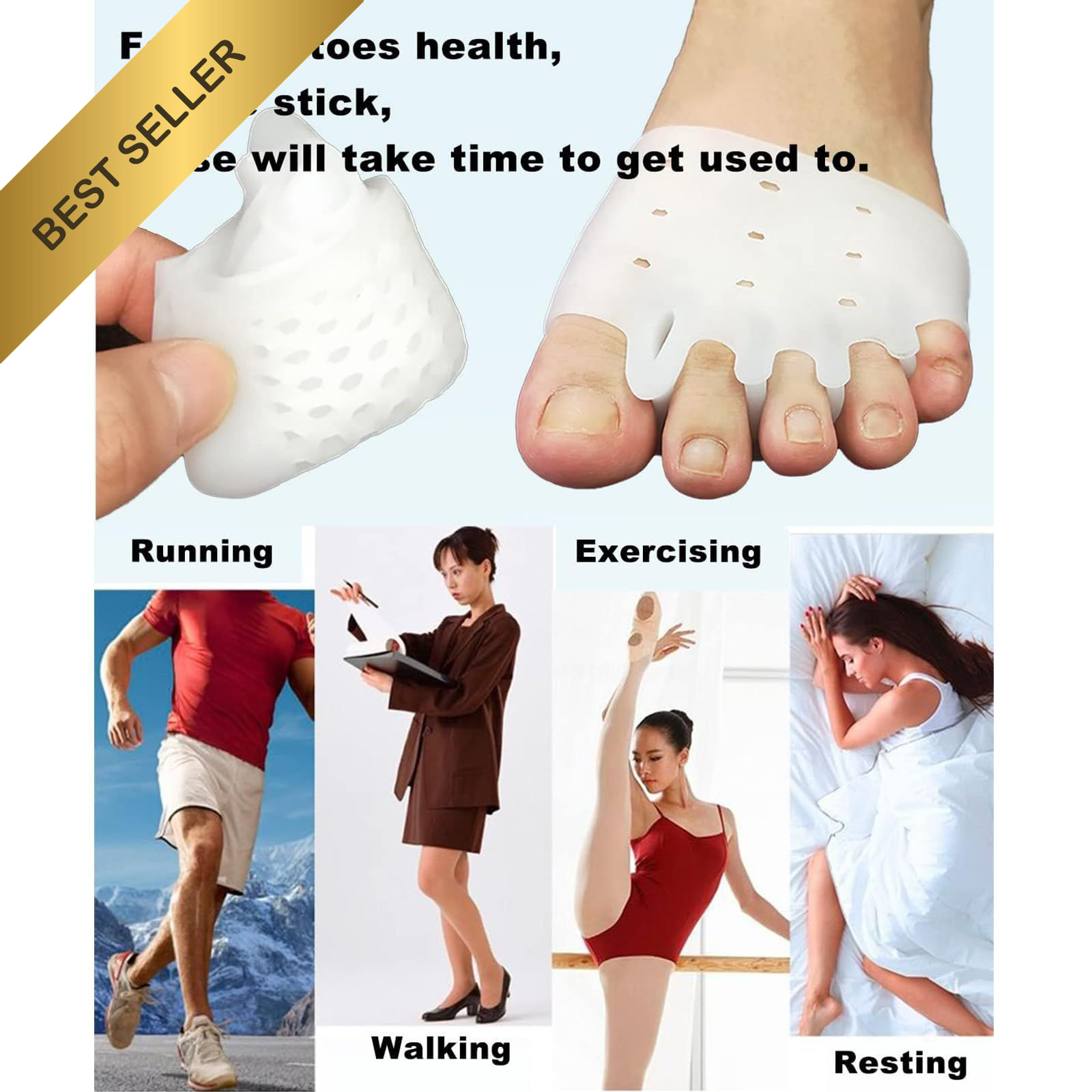 4 Pairs Silicone Toe Separators Bunion Corrector Gel Cushions FROM USA