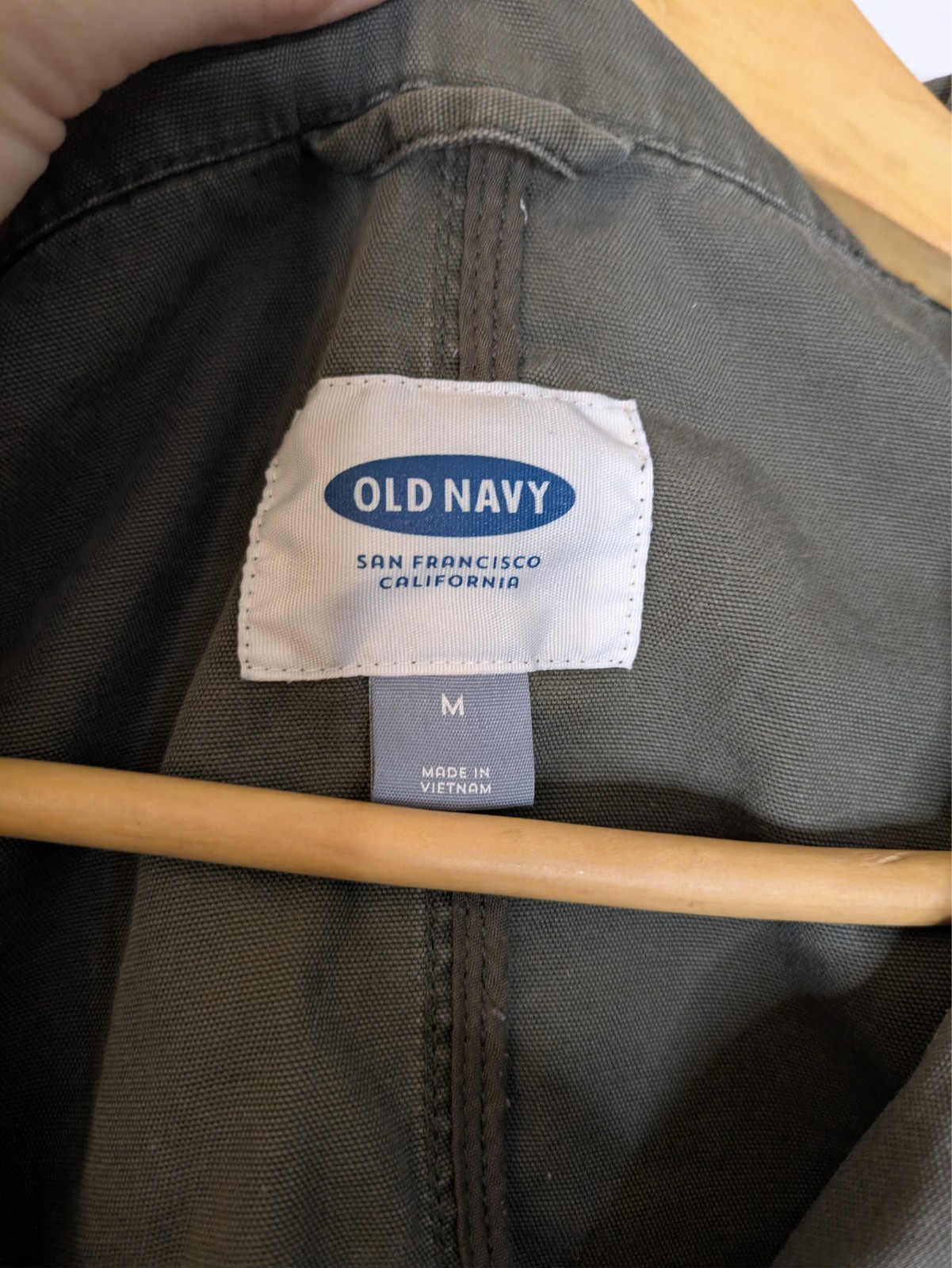 Old Navy Military Jacket M Olive Green Canvas Full Zip Drawstring Utility Coat
