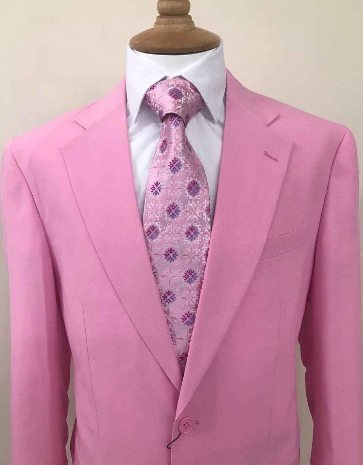 Men’s 2-Button Single Breast Suit Pink Modern Fit