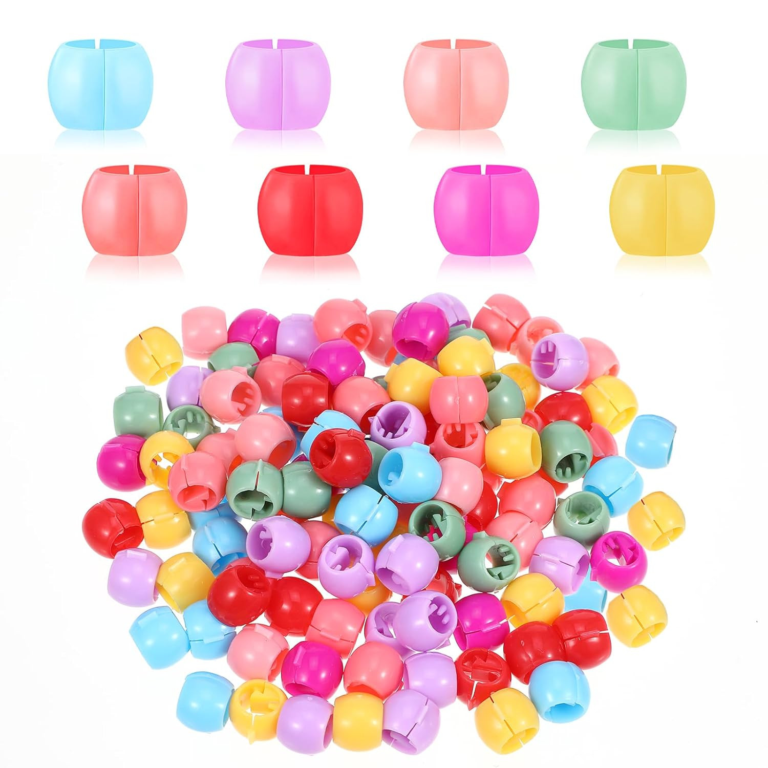 100PCS Mini Hair Beads Rainbow Tiny Claw Clips Colorful Braid Accessories