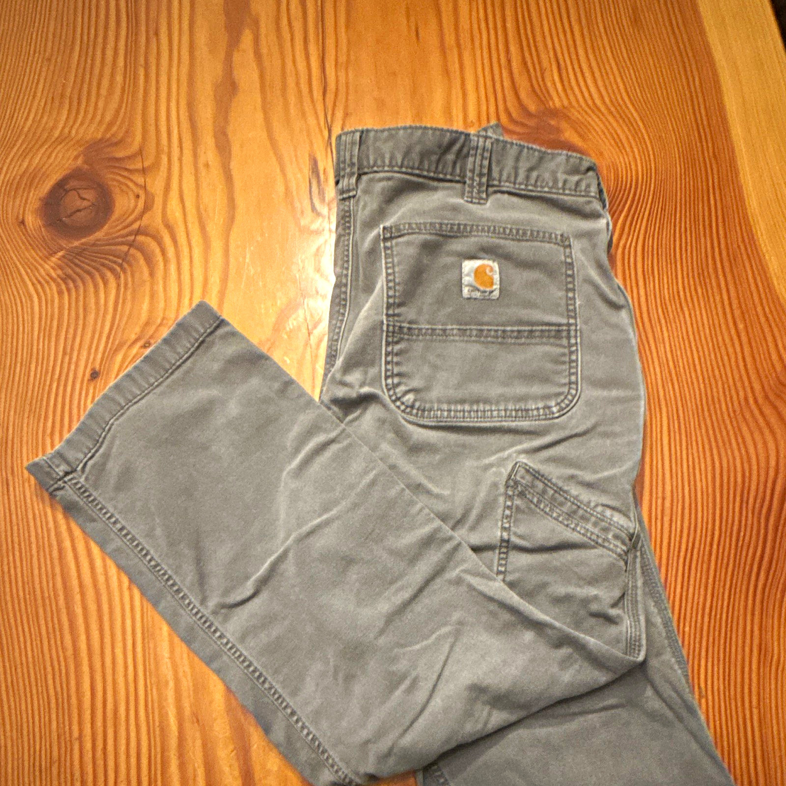 Carhartt B11 Relaxed Fit Gray Canvas Workwear Pants Straight Leg Pockets 34