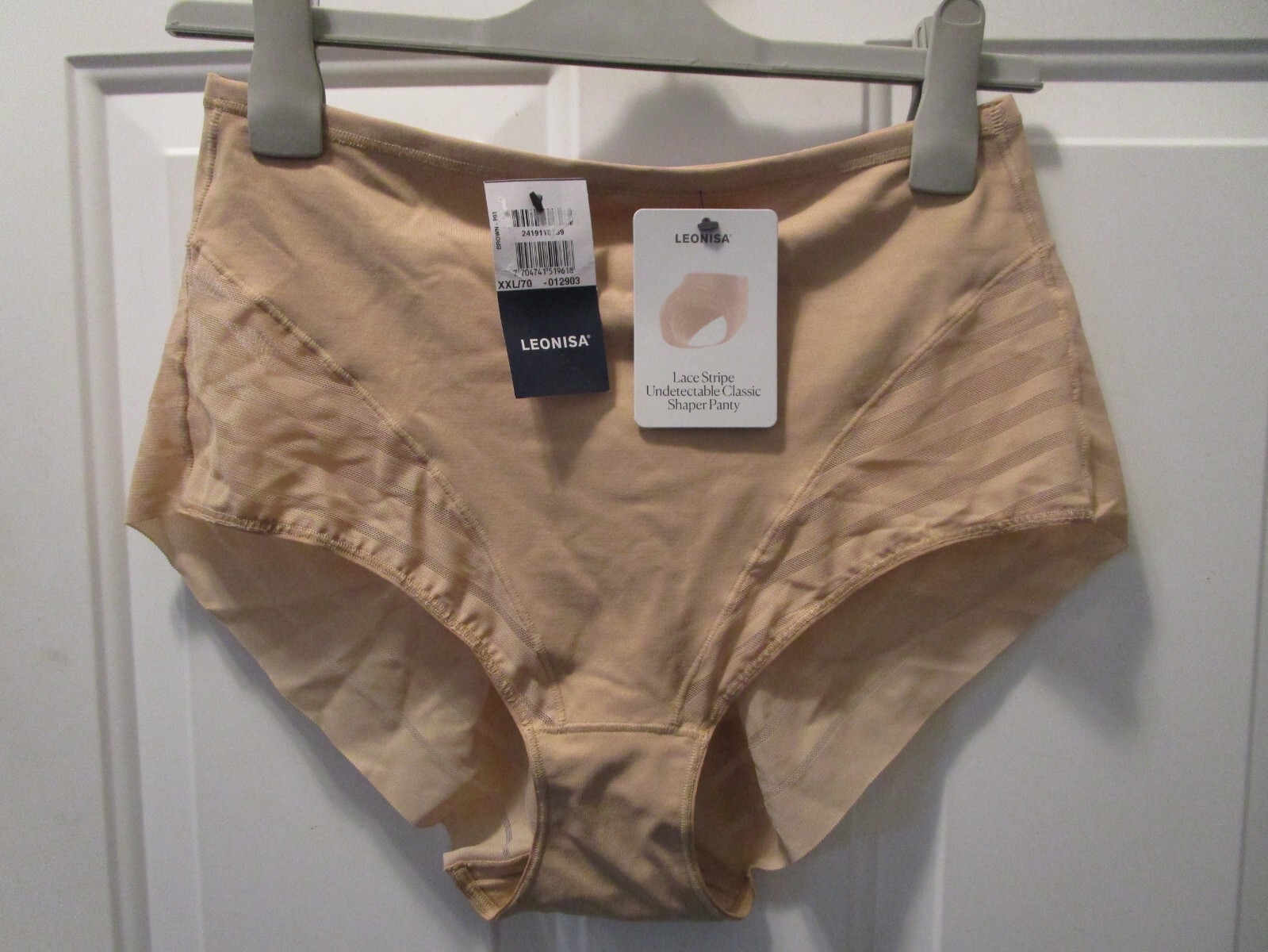 LEONISA LACE STRIPE UNDECTABLE CLASSIC SHAPER NUDE PANTIES SIZE xXL NEW
