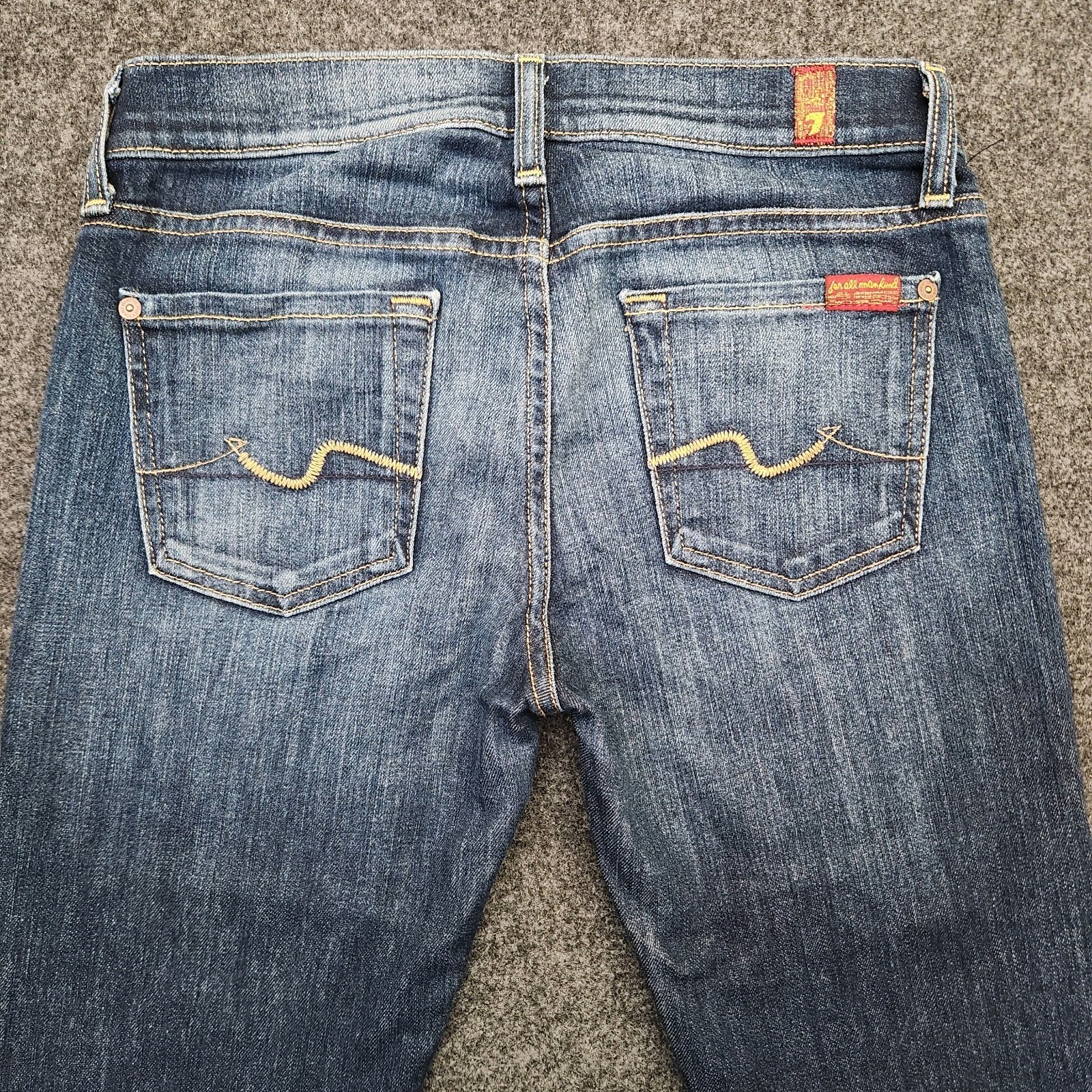 7 For All Mankind Womens Bootcut Jeans Medium Wash Blue Denim Size 26 USA Made