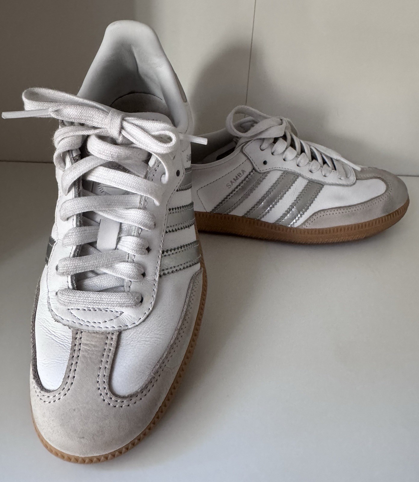 adidas Samba OG Low Top Sneaker White/Gray/Silver Gum Rubber Sole JI2725