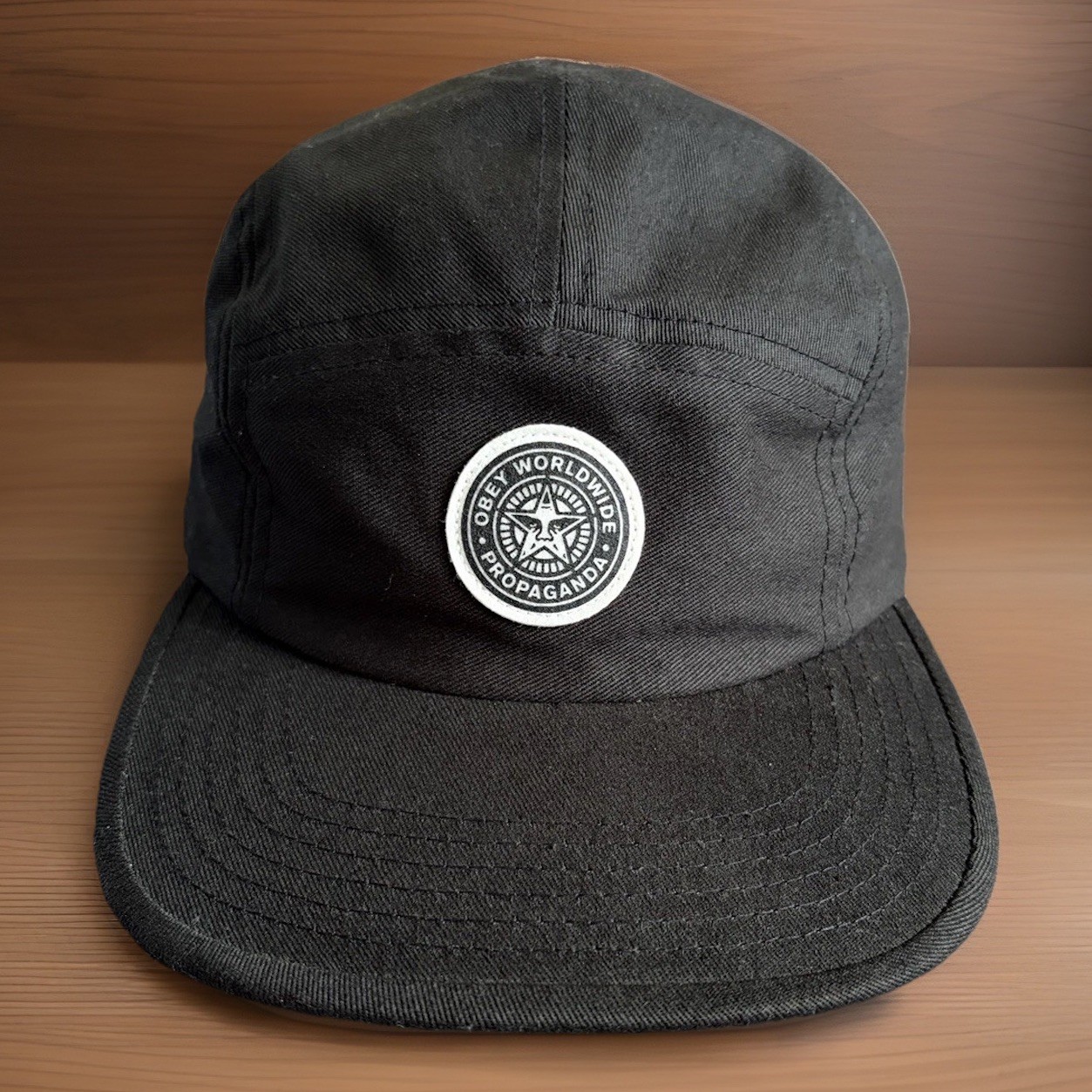 OBEY PROPAGANDA Hat Adult OS Black Icon Star Logo 5 Panel Adjustable Camper Cap
