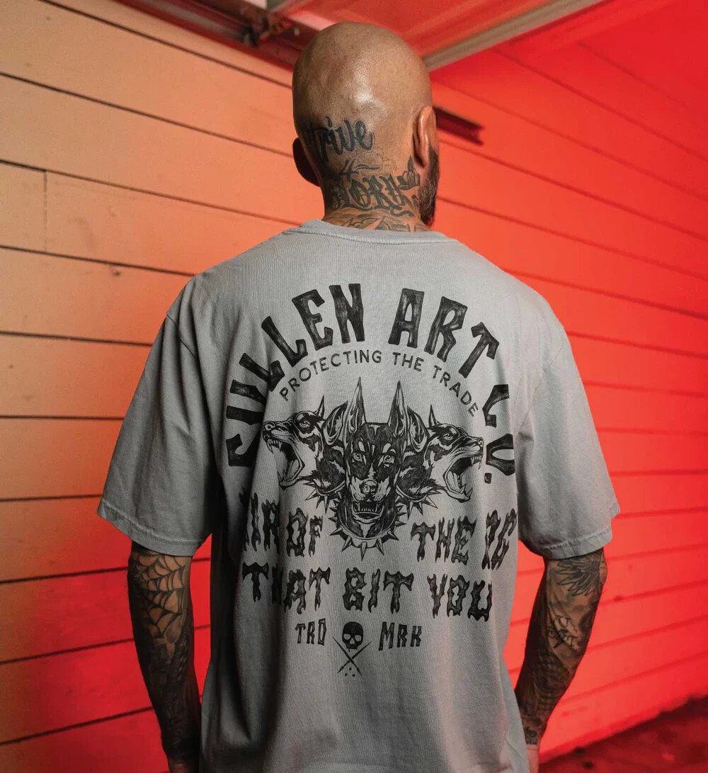 Sullen Art Collective True Artist Pin Up Tattoo Men’s Premium Tee HAIR OF TH DOG