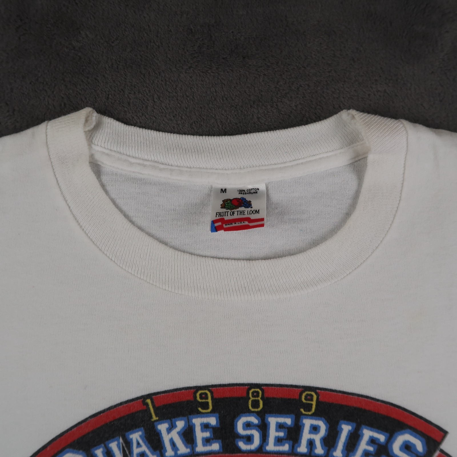 VTG 80s 1989 MLB World Series Battle of the Bay Quake Series White T-Shirt M