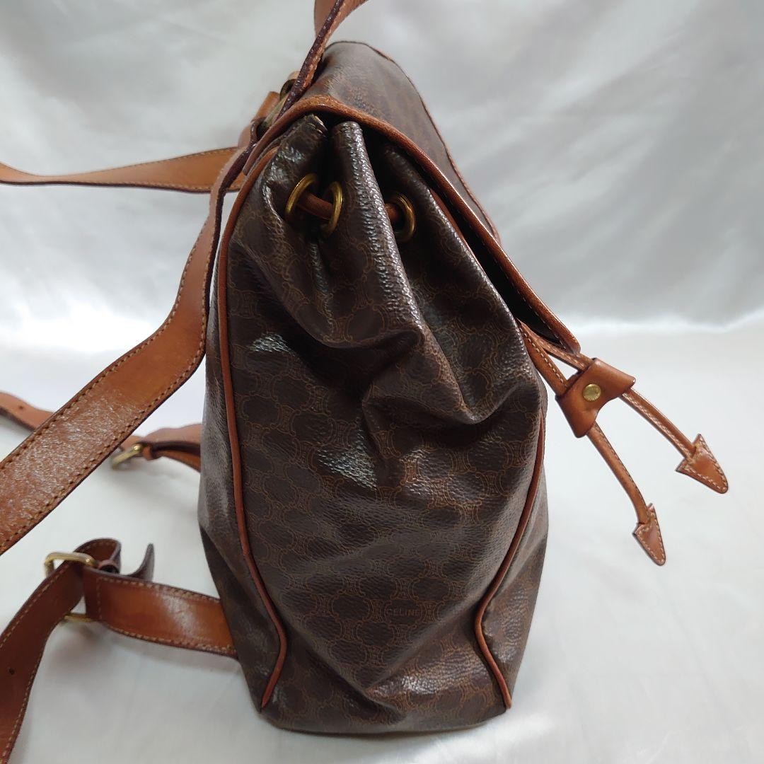 CELINE Macadam Pattern Mini Backpack Vintage Authentic Leather Rucksack