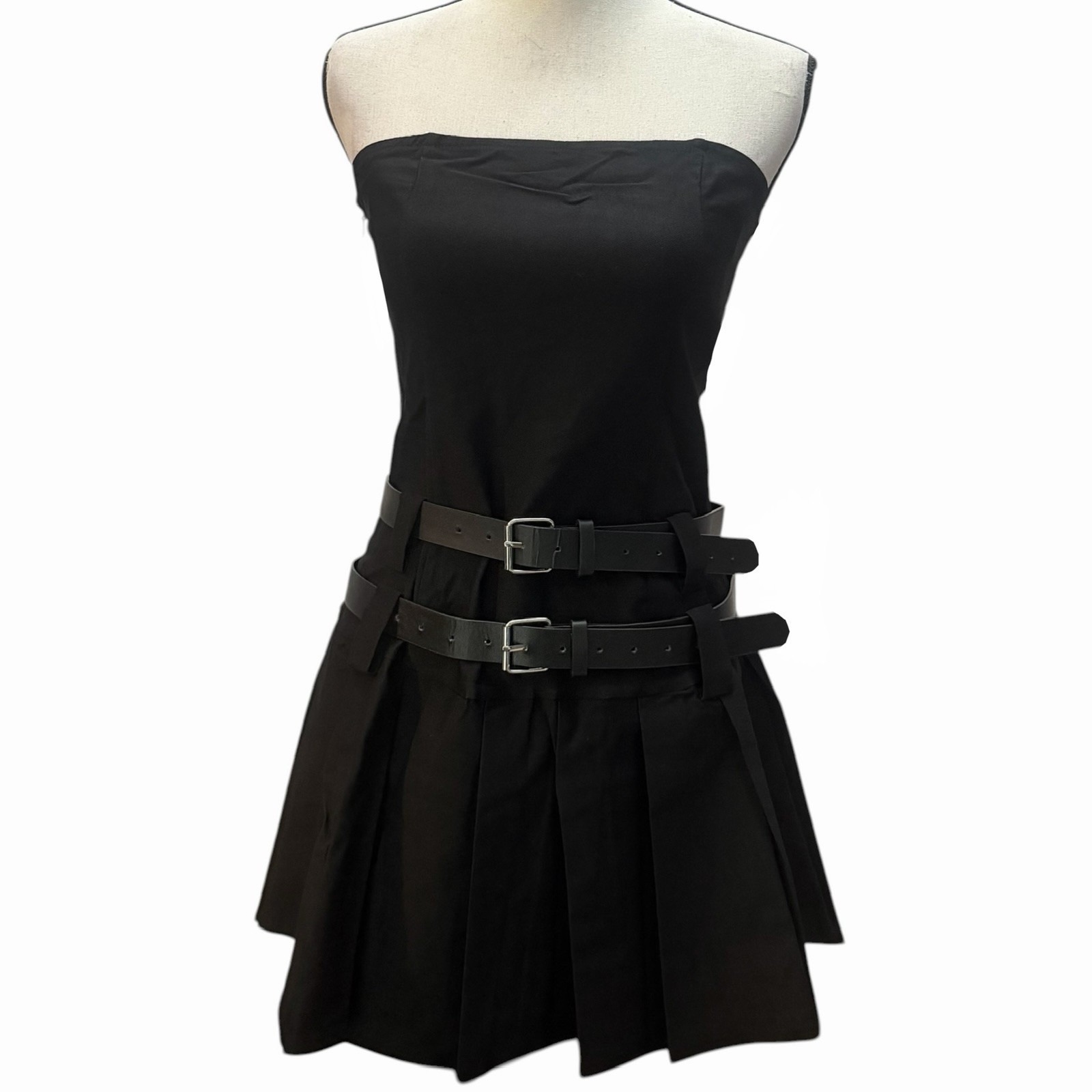 NEW Hesperus Dress L Late Night Strapless Double Belted Black Dolls Kill Mini