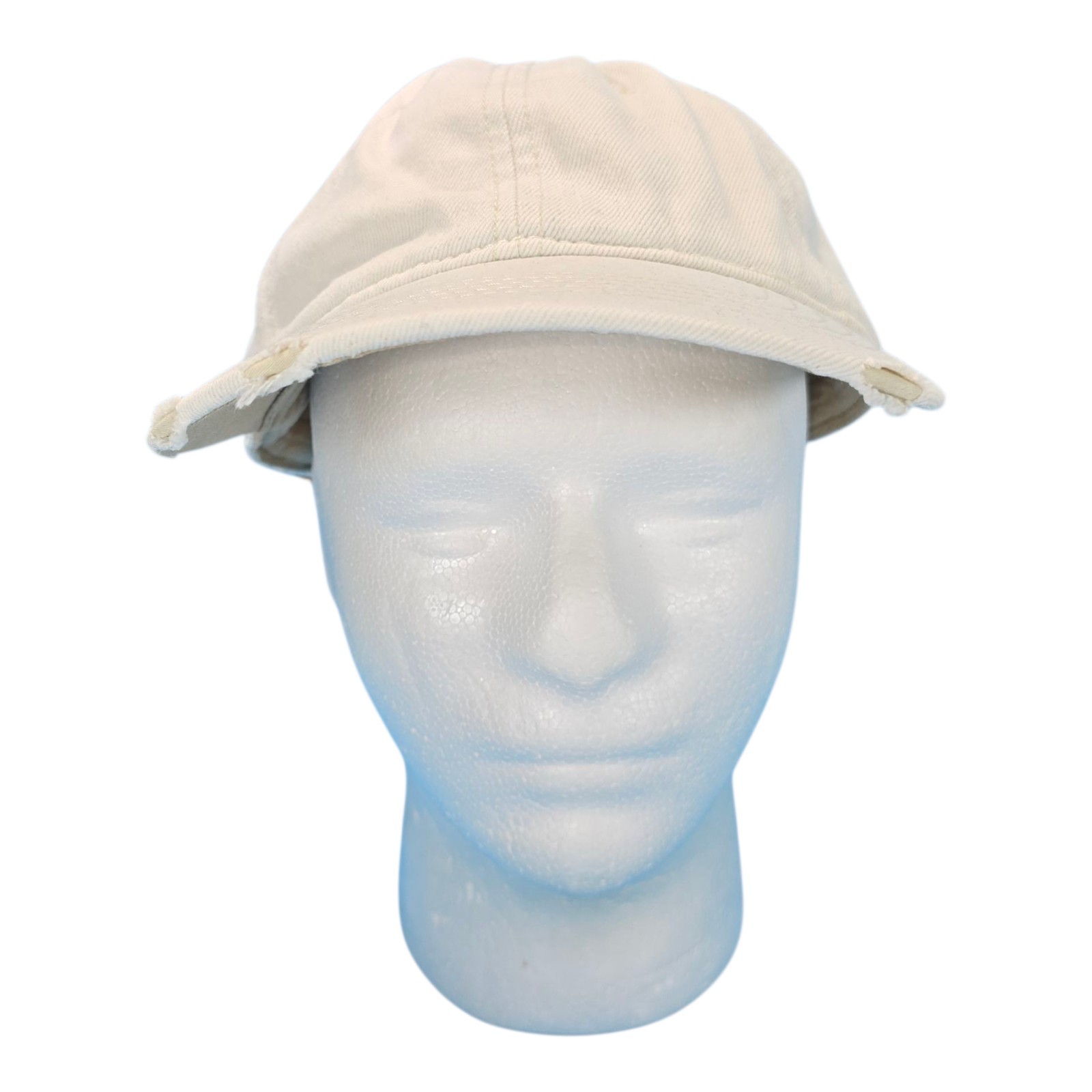 Washed Cotton Twill Baseball Cap Distressed Dad Hat White Adjustable