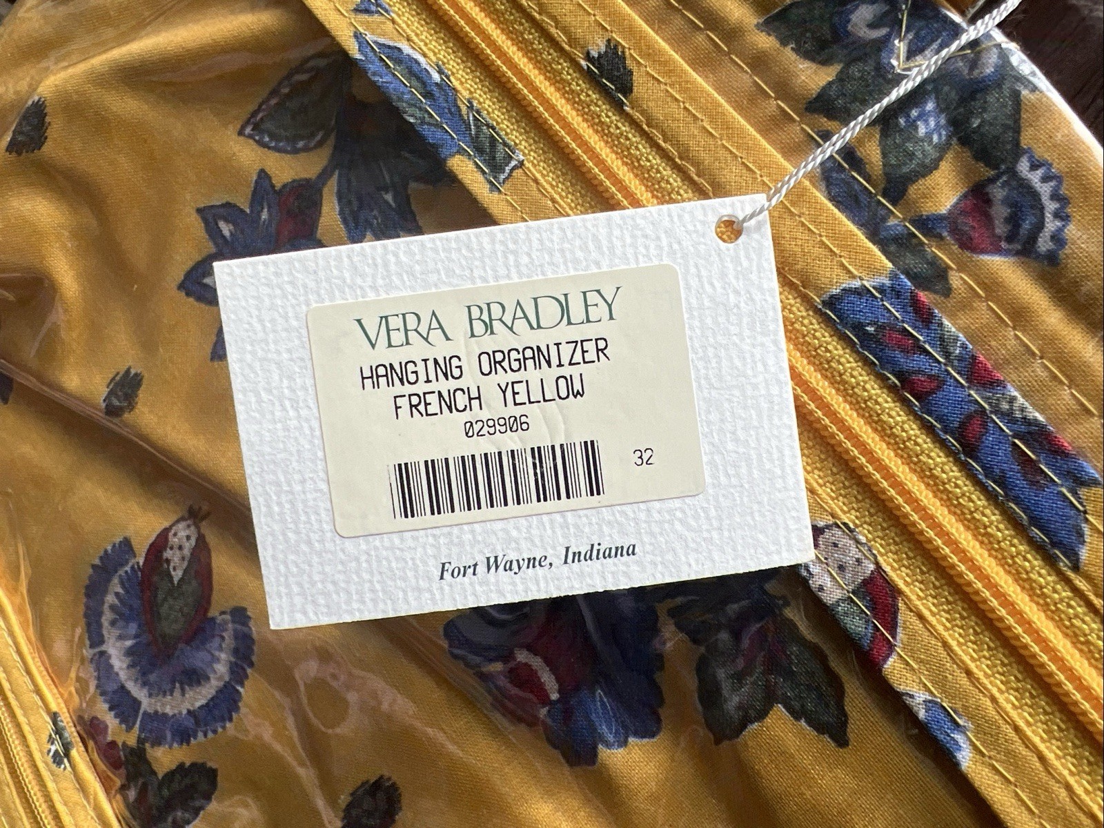 Vera Bradley 100% Cotton Feminine Floral French Yellow Hanging Organizer USA
