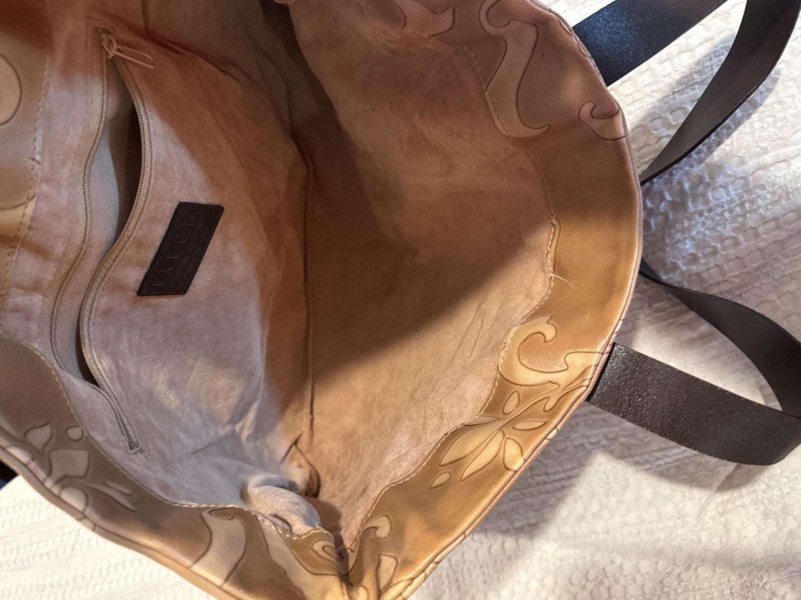 Falor Floral Embossed Leather Tote Handbag