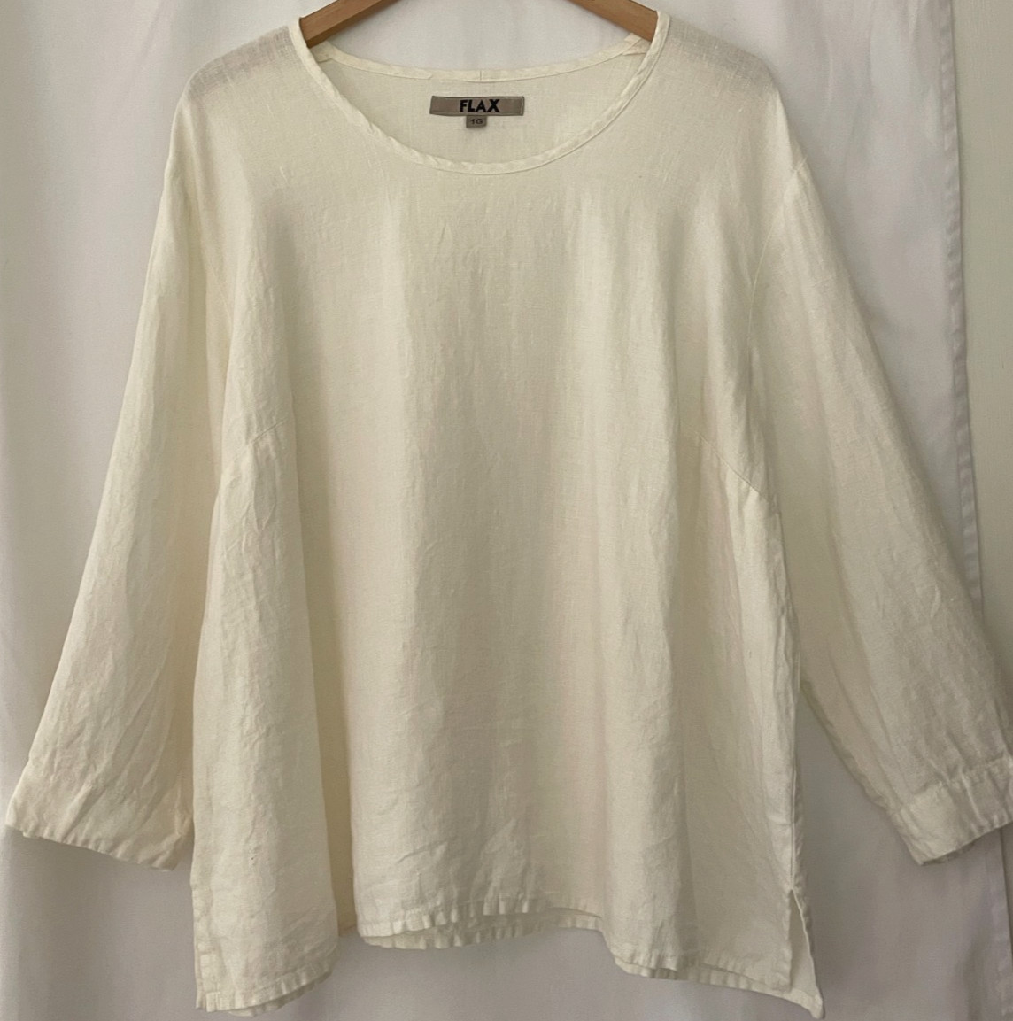 FLAX size 1G 18 cream color oversized linen tunic top blouse lagenlook CoasTAL