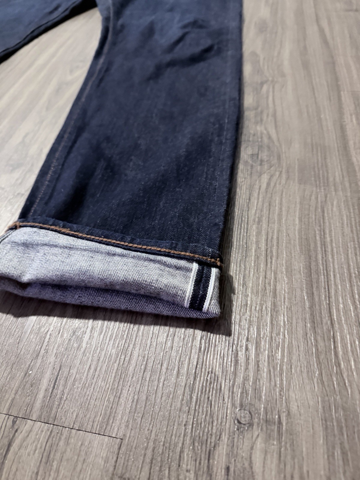 The Unbranded Brand Tapered Dark Wash Stretch Selvedge Jeans Blue 5-Pocket