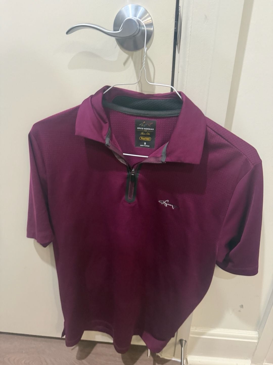 Greg Norman for Tasso Elba RapiVent Burgundy Short Sleeve Quarter-Zip Polo Shirt