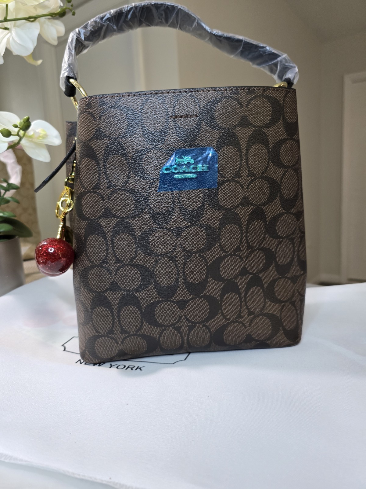 Bag Brown 3-Piece Top Handle Bag Set w/ Pouch, Coin Purse