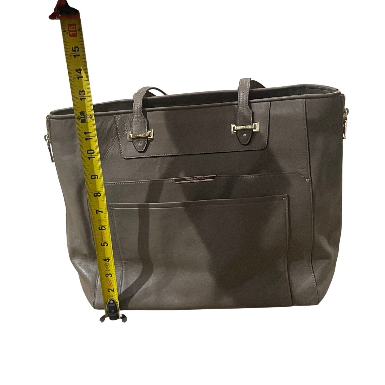 Coach Gallery Tote Taupe Leather Shoulder Bag Gold Hardware F79608ll large tote