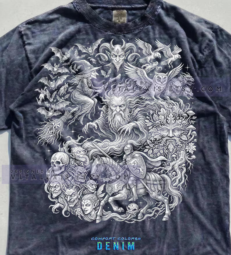 Dark Fantasy Gothic Witch Wizard Magic Occult Comfort Tee