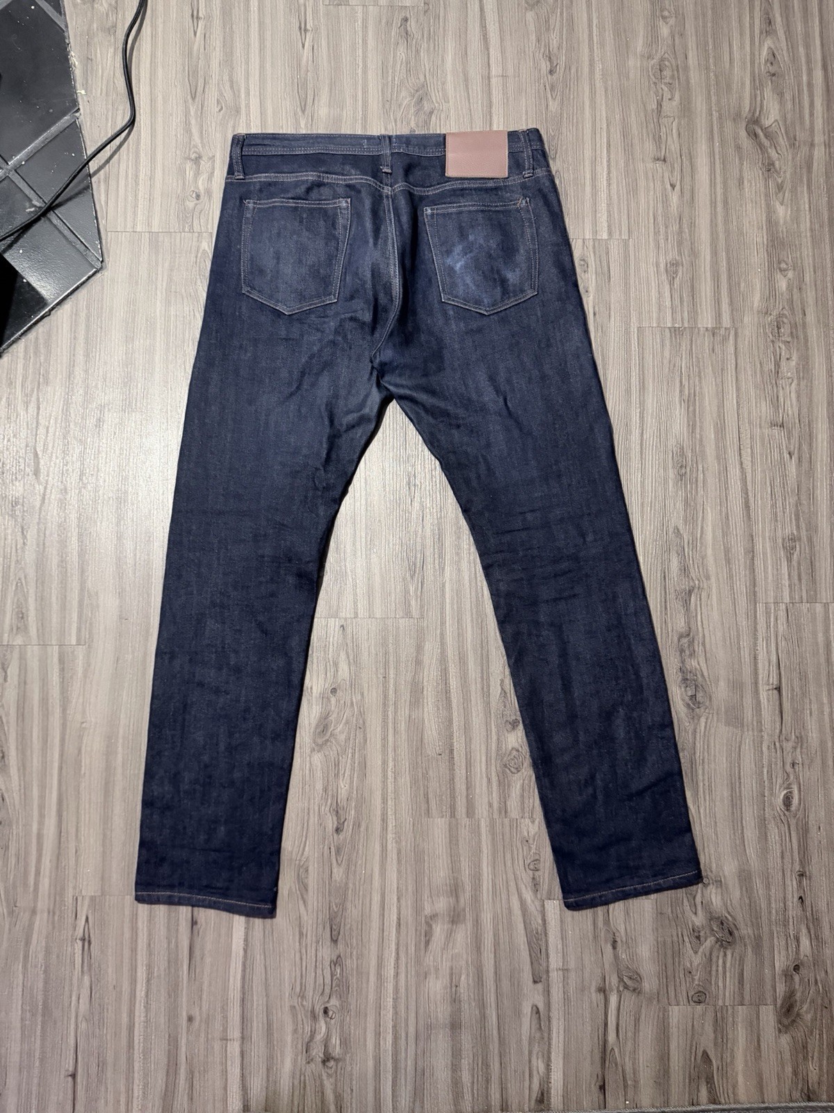 The Unbranded Brand Tapered Dark Wash Stretch Selvedge Jeans Blue 5-Pocket