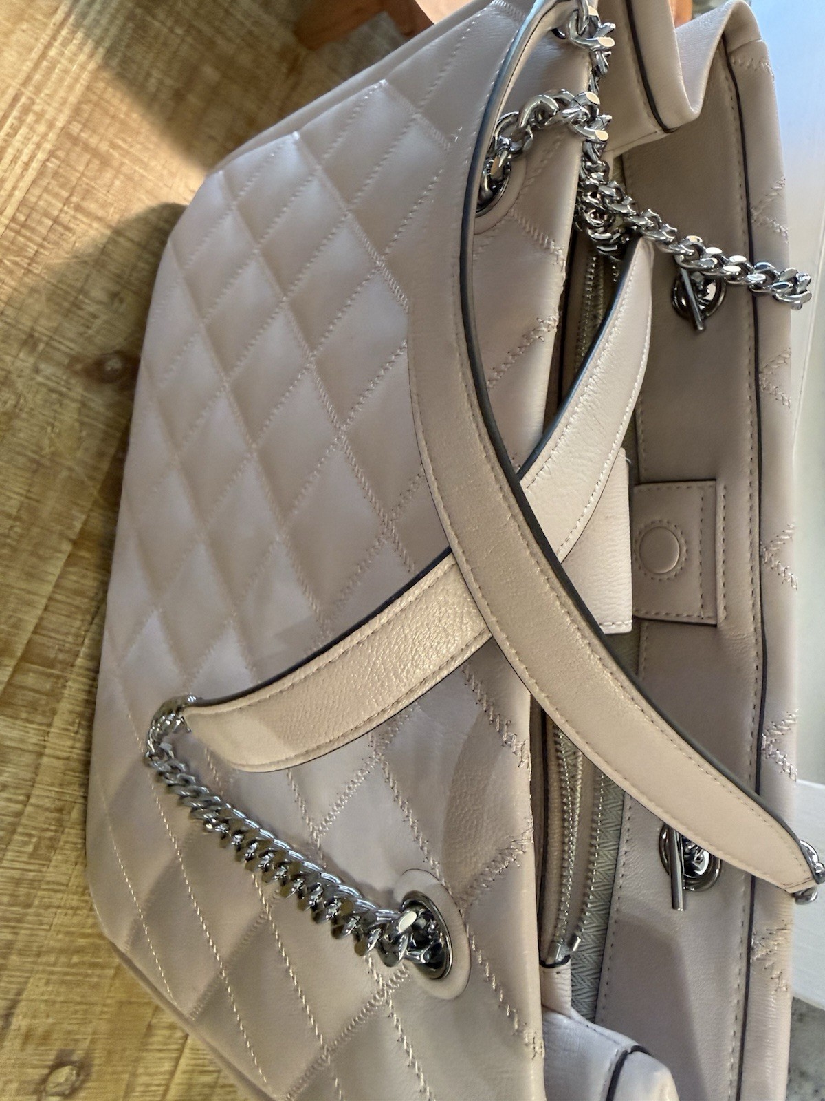 Tory Burch Quilted Leather Willow Tote in Blush Pink