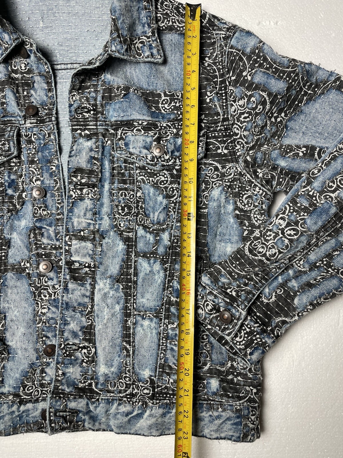 MNML Boro Paisley Denim Jacket Size L Excellent Condition