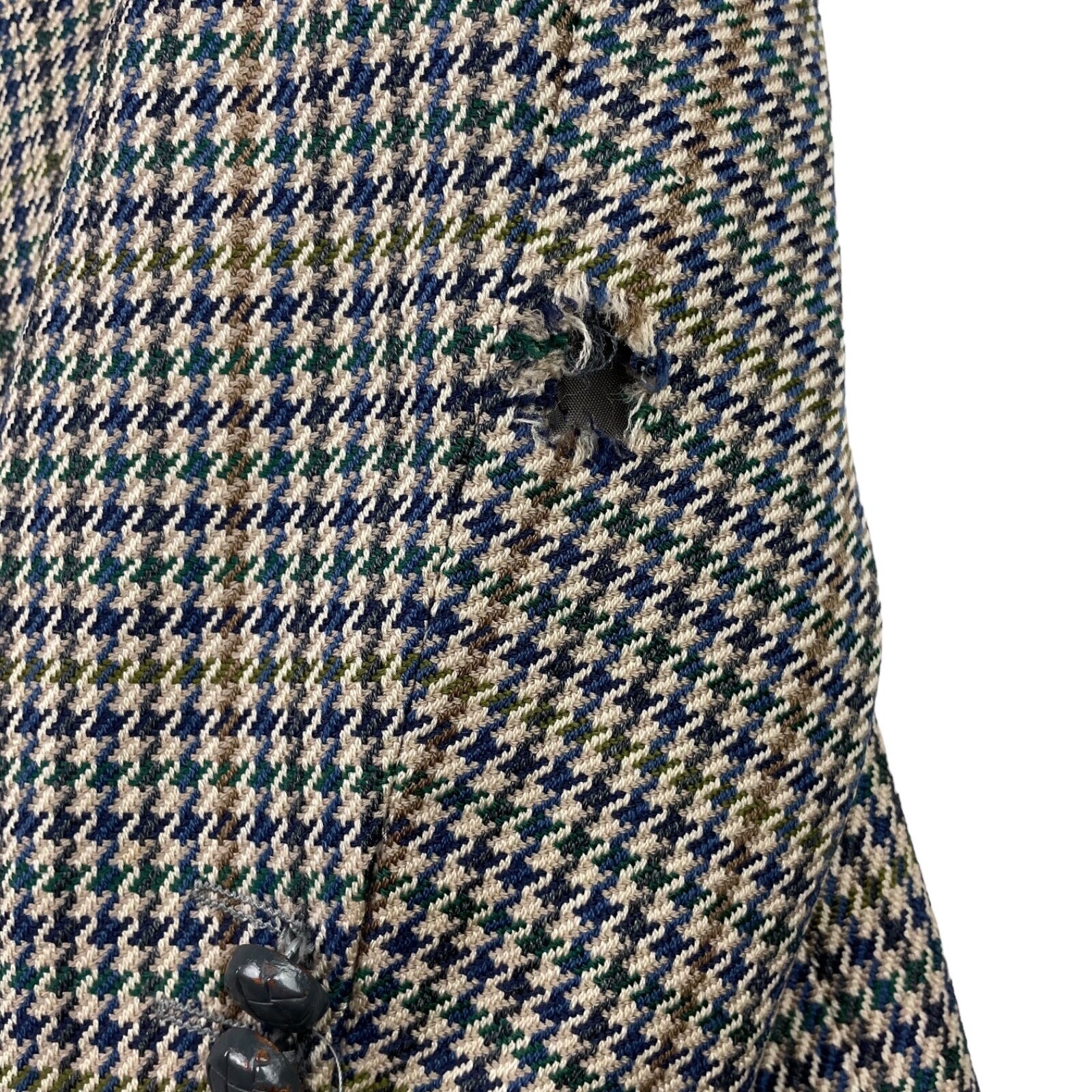 VTG Avoca Man Men’s Wool Tweed Blazer Beige/Blue Houndstooth • Ireland • 44R