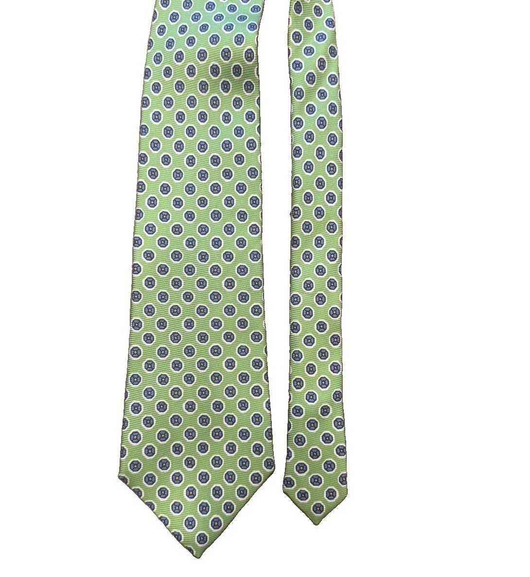 Polo Ralph Lauren Men’s Woven Silk Tie Green Blue White Geometric Logo