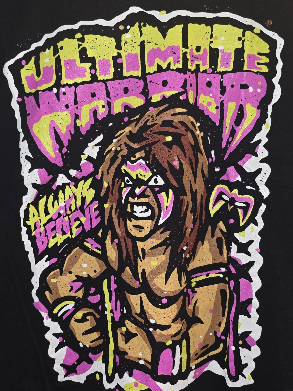WWF WWE Ultimate Warrior T-Shirt Men’s XL Always Believe Cartoonish Graphic