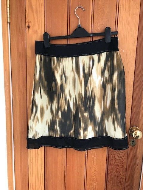 steillman floaty mini skirt abstract smudge animal stripe beige gold black sand
