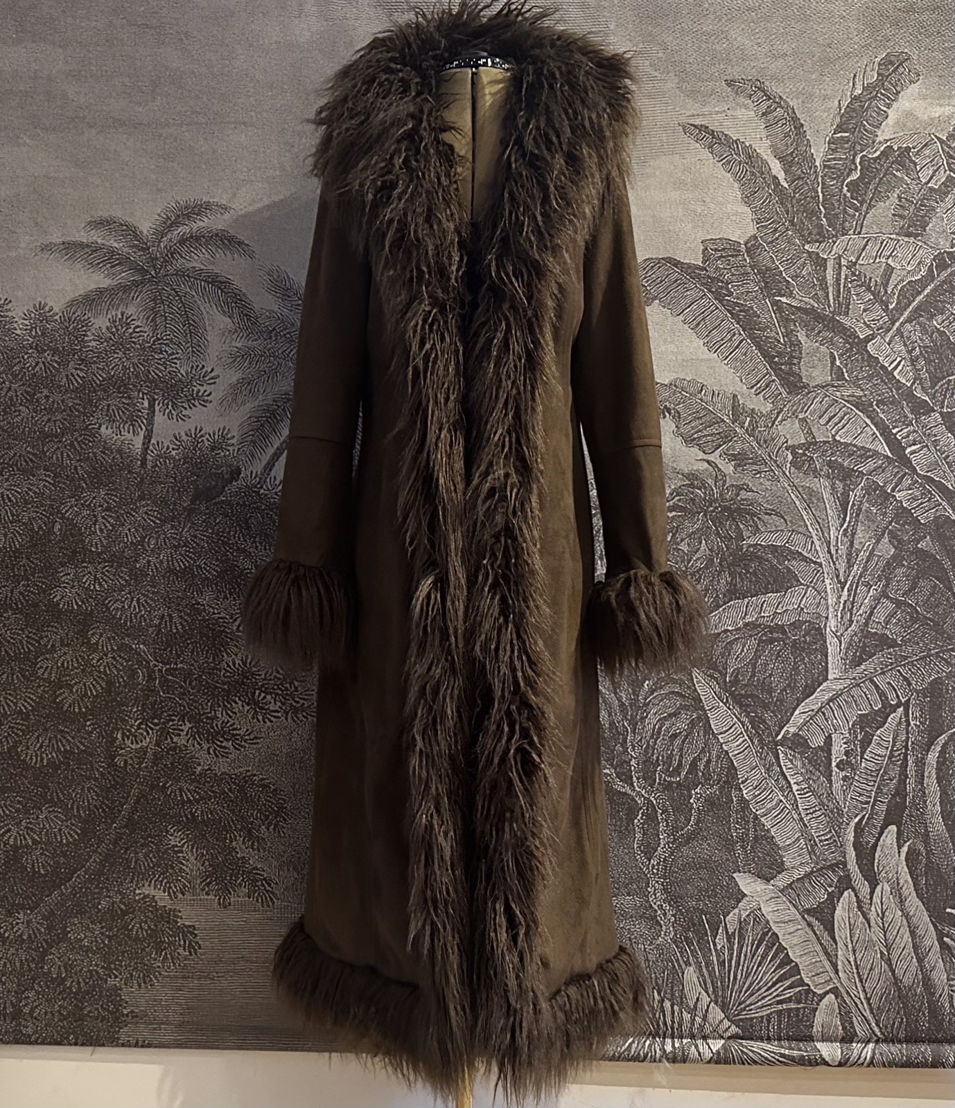 Amazing Brown Afghan Coat Long Penny Lane Urban Outfitters Fur Hippy Y2K Large
