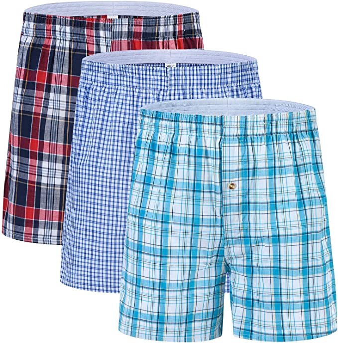 Men’s Woven Boxer Shorts 3 pair underwear sm-md-lg-xl-2x-3x-4x-5x Cotton