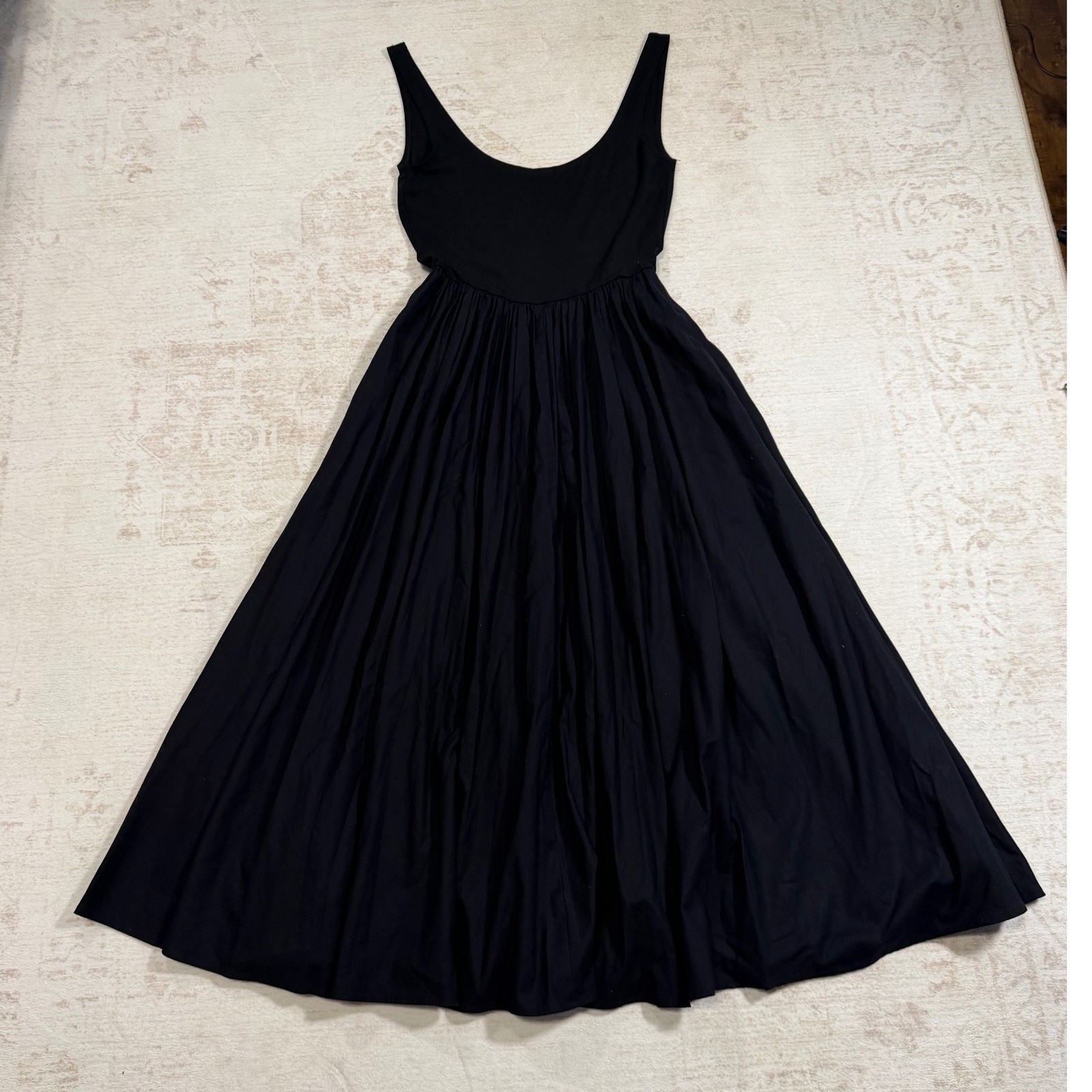 Reformation Black Midi Dress Scoop Neck Deep U-Back (Small)