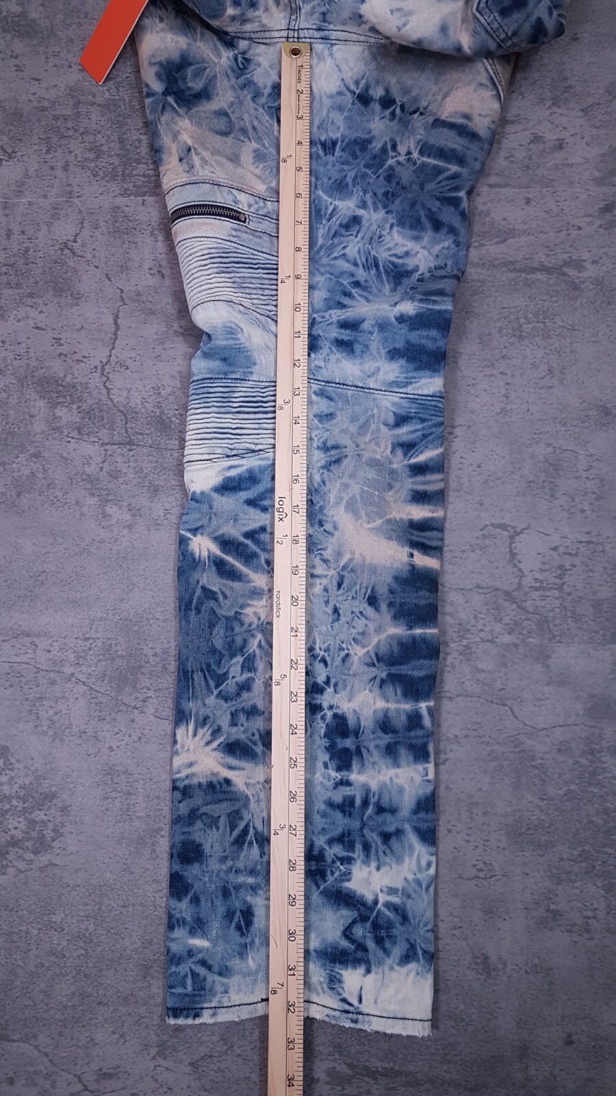 ROCK REVIVAL Daviday Moto Acid Wash Straight Distressed Jeans Mens Size 40×32