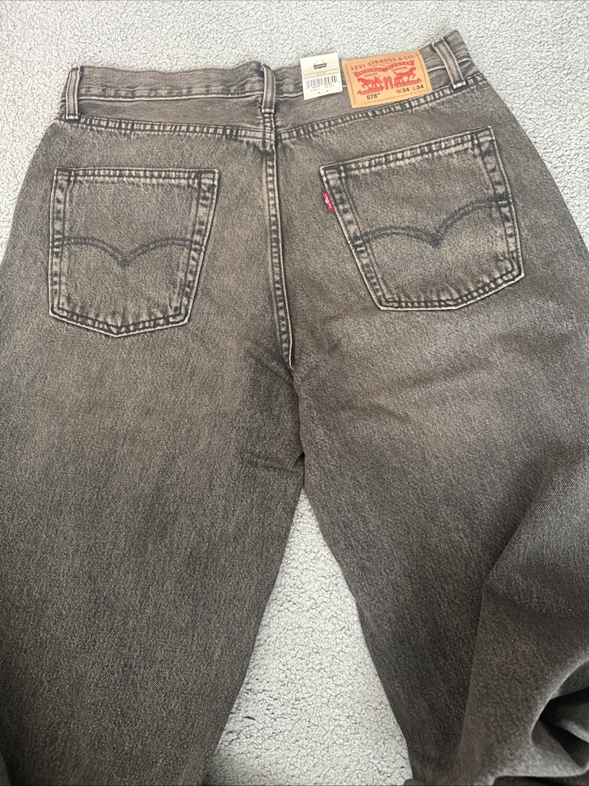 Levi ‘s 578 Baggy Throughout Denim Jeans Sz. 34Wx34L Brownish Dusty Gray New