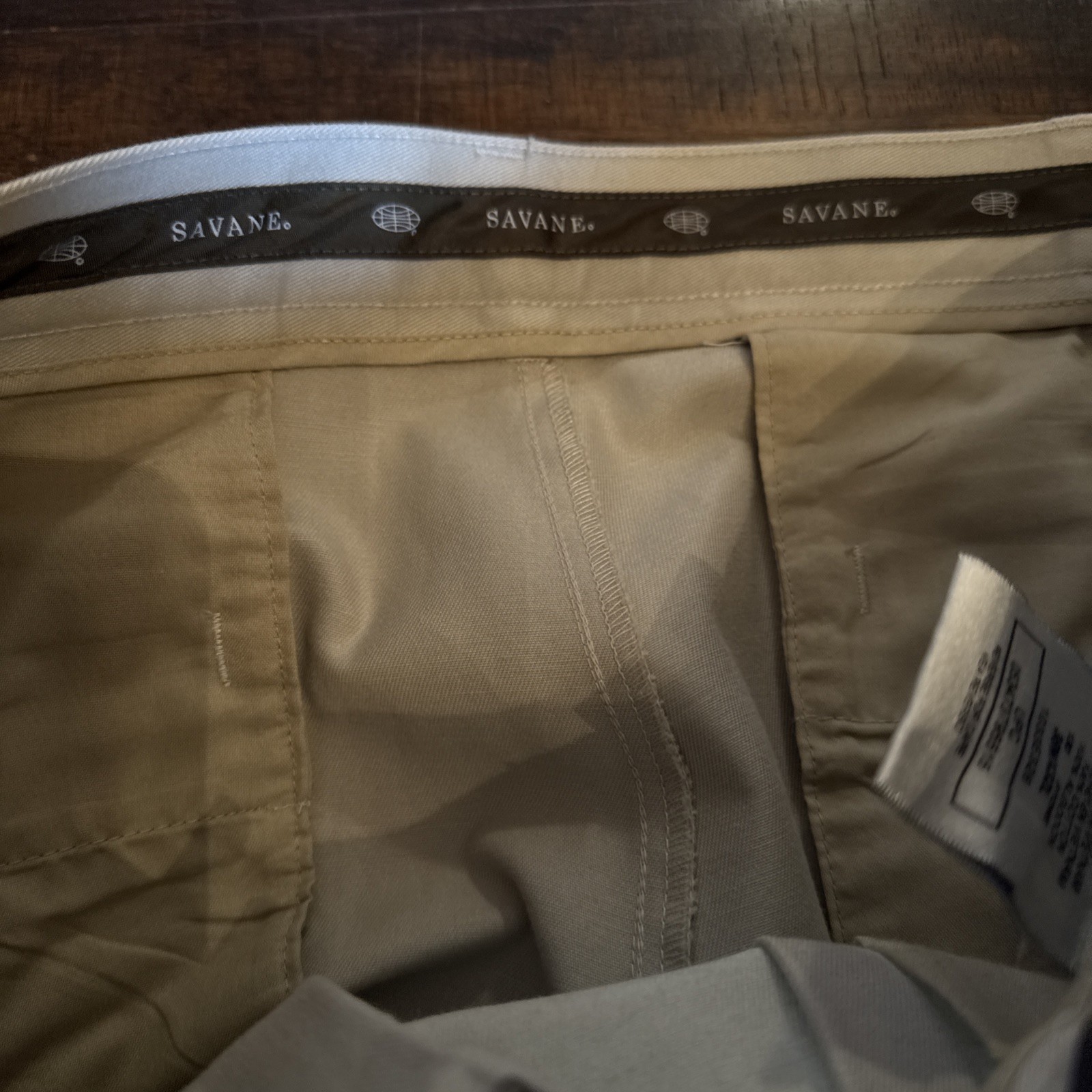 Savane Deep Dye Wrinkle Free Pant Mens 38×32 Khakis Pleated Straight NWT